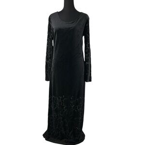 Carole Little vintage dress Velvet Burnout Sheer Print  Gothic Romantic sz 8